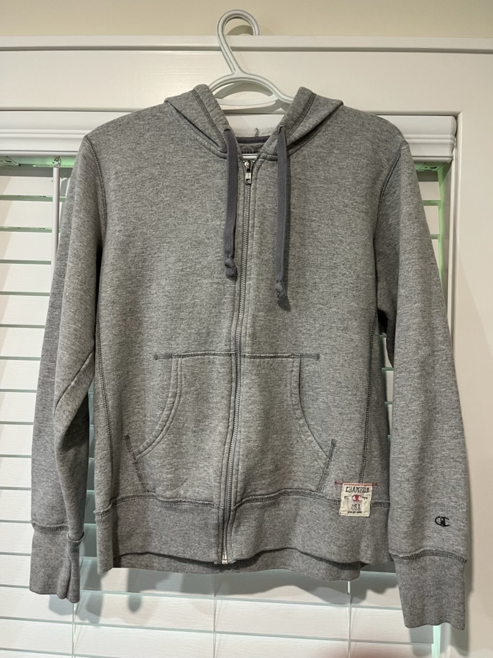 Champion Men's Gray Zip-Up Hoodie with Pockets